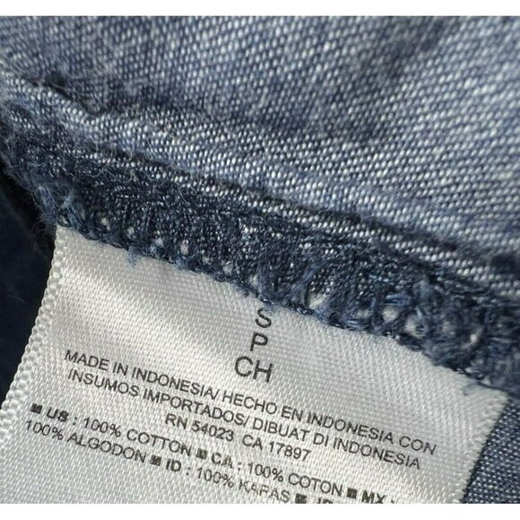 Old Navy Women's Shirt Dress Small Blue Denim Chambray Long Sleeve Cotton Pocket - Picture 5 of 8